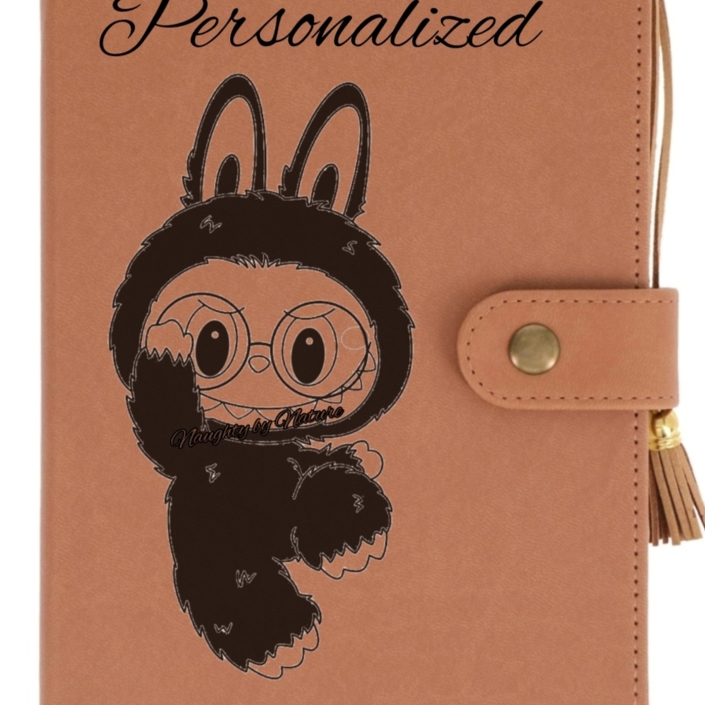 Labubu Monster Tan Journal Personalized Happy Macaroons